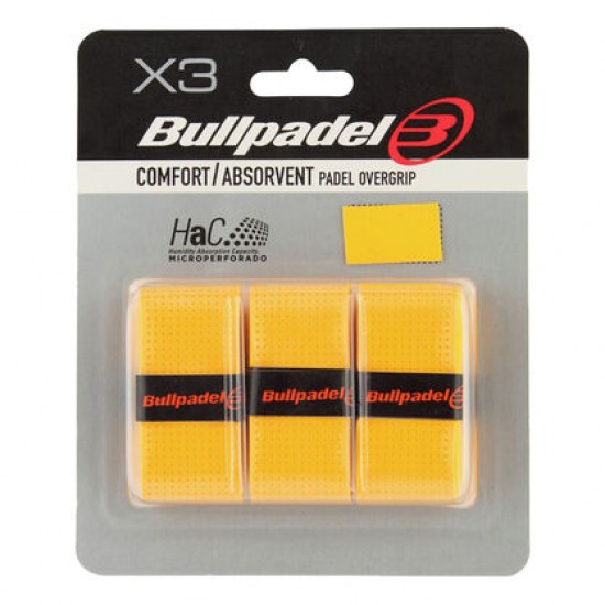 Blister Bullpadel 3 Overgrips GB1201 Confort Jaune Perfore