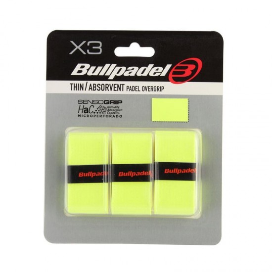 Blister Bullpadel 3 Overgrips GB1705 Senso Perfore Jaune Soufre Fluor