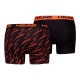 Boxer noir orange imprime tete 2 unites