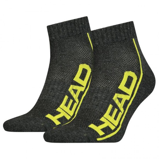 Head Performance Quarter Lime Grey Chaussettes 2 paires