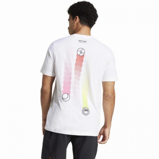 Adidas Tennis Happy 3 Balls Graphic White T-shirt