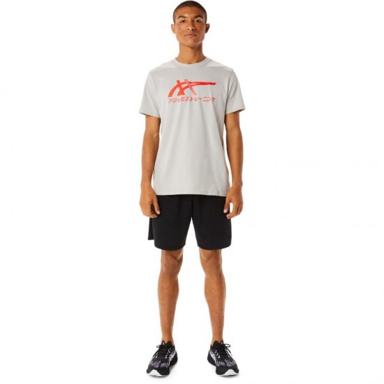 Cotton Asics Tiger Grey Cherry Tomato T-Shirt