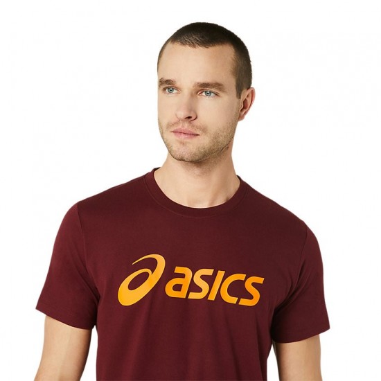 Camiseta Asics Big Logo Granate Naranja Brillante