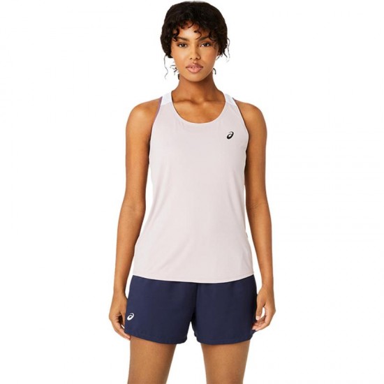 T-Shirt Femme Asics Court Rose Blanc Brillant