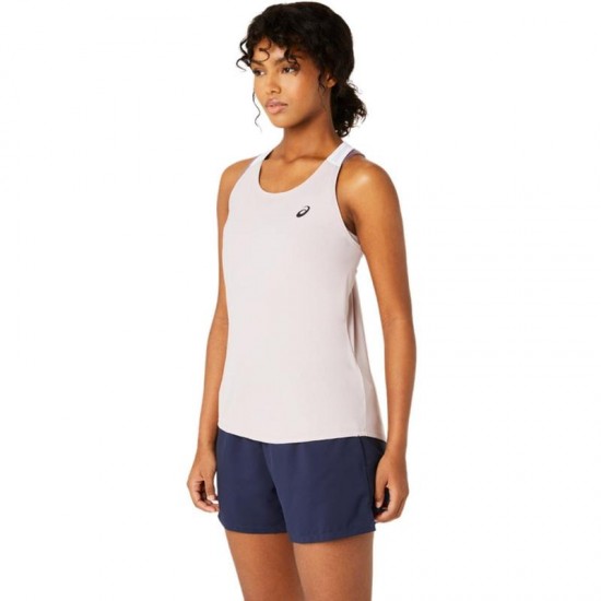 T-Shirt Femme Asics Court Rose Blanc Brillant