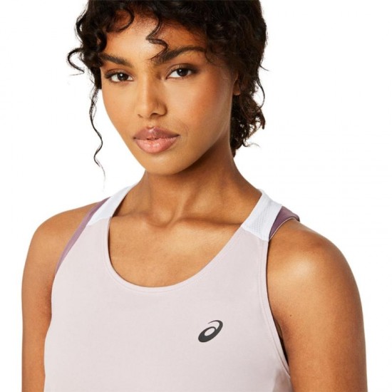 T-Shirt Femme Asics Court Rose Blanc Brillant