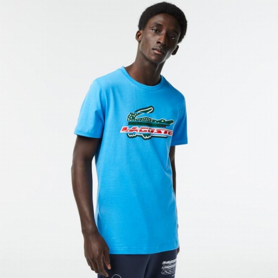 T-shirt Lacoste Sport Algodon Ecologico Bleu