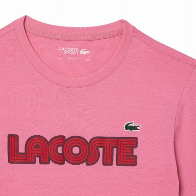 T-shirt Lacoste Sport en maille rose bordeaux