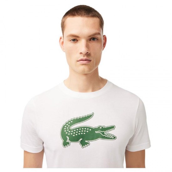 Lacoste Sport T-Shirt Respirant Blanc Vert