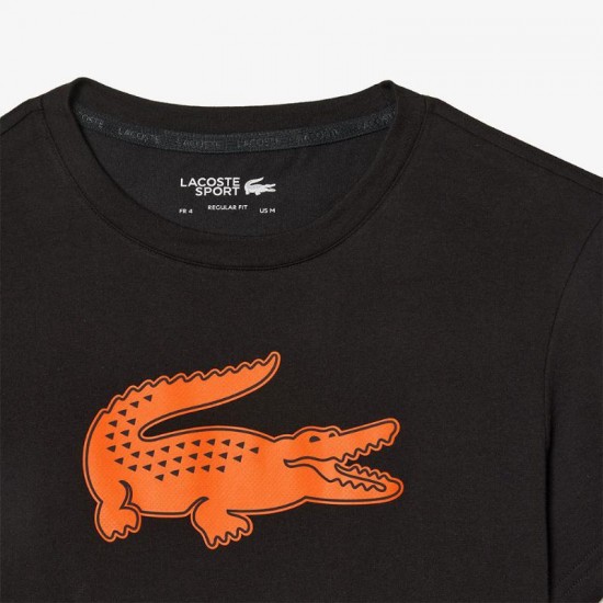 T-Shirt Lacoste Sport Respirant Noir Orange