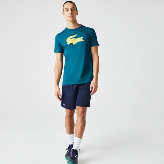 Camiseta Lacoste Sport Transpirable Verde Amarillo