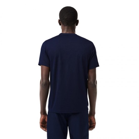 T-shirt Lacoste Ultra Dry Blanc Bleu Marine