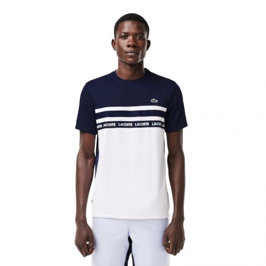 Lacoste Ultra Dry White Navy Blue T-Shirt