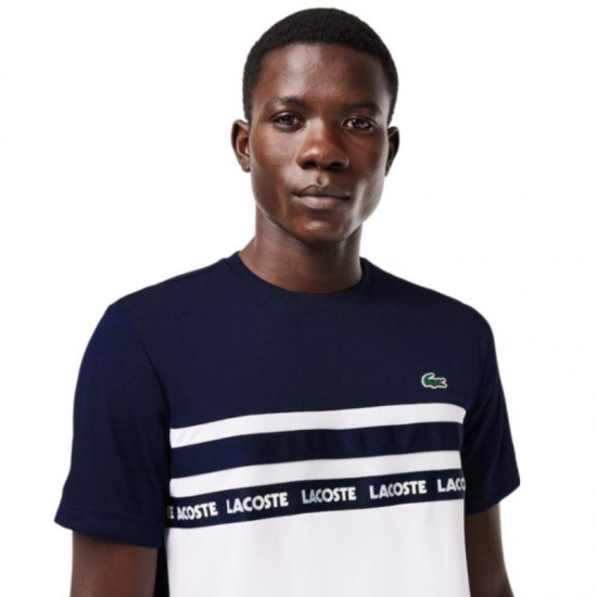 Lacoste Ultra Dry White Navy Blue T-Shirt