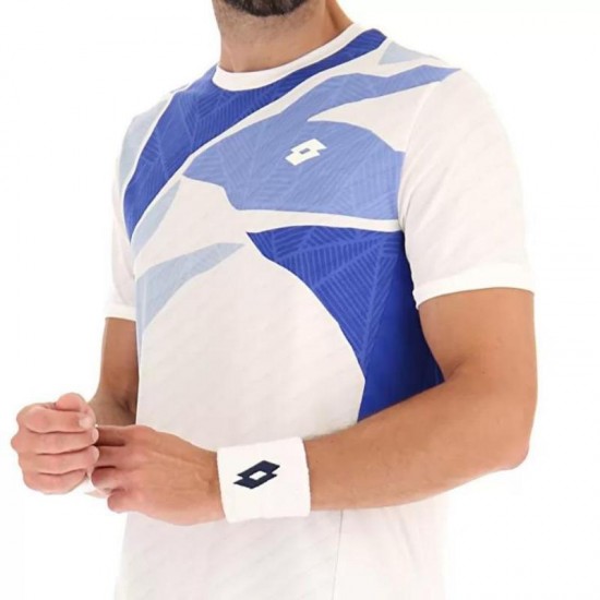 T-shirt Lotto Tech I D2 Blanc Bleu Brillant