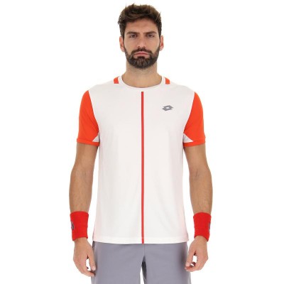 T-shirt Lotto Top IV Blanc Vif Rouge Coquelicot