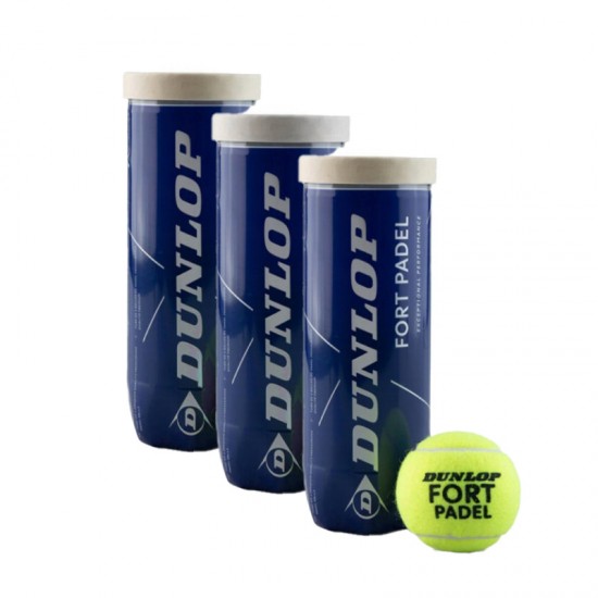 Lot de 3 pots de boule de padel Dunlop Fort