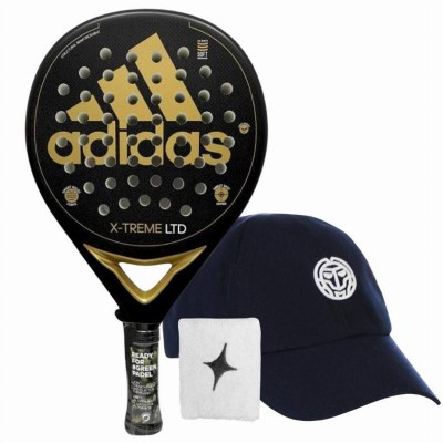 Pack Pala Adidas X-Treme Negro Oro con Gorra y Munequera