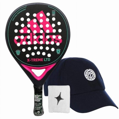 Pack Adidas X-Treme Black Pink Racket with Cap and Wristband