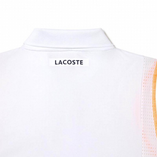 Lacoste Polo Polyester Recycle Blanc Orange