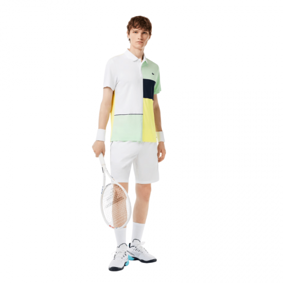 Polo Lacoste Regular Fit Reciclado Blanco Verde