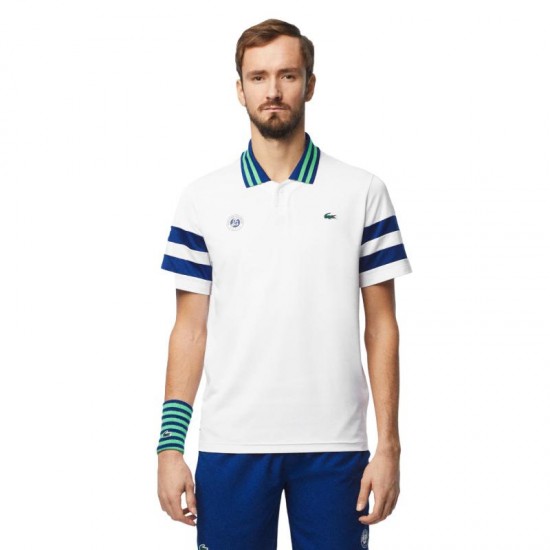 Polo Lacoste Roland Garros Medvedev blanc marine