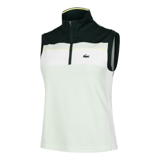 Polo Lacoste Sport Ultra Dry Pique Verde Blanco Mujer