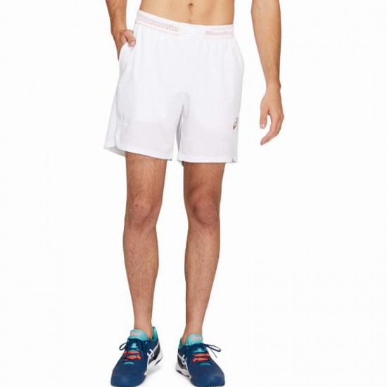 Asics Tennis 7In Bright White Red Shorts