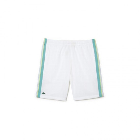 Short Lacoste Poliester Reciclado Blanco Verde