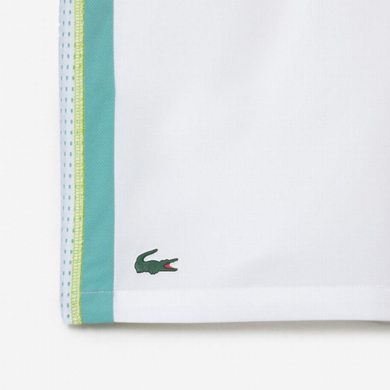 Short Lacoste Poliester Reciclado Blanco Verde