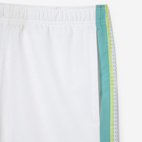 Short Lacoste Recycled Polyester White Green