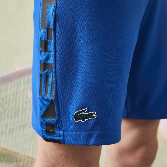 Short Lacoste Sport Azul Estampado