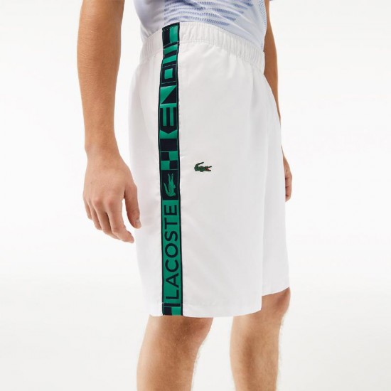 Short Lacoste Sport Side Stripes White Green