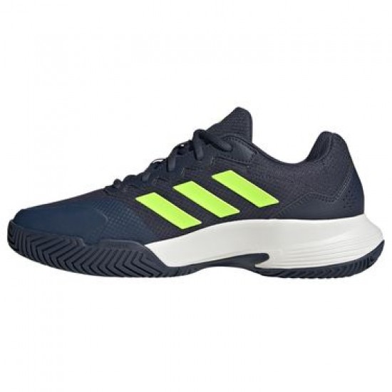 Adidas GameCourt 2.0 Chaussures Bleu Fonce Lime Blanc