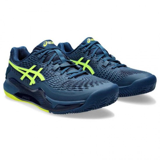 Zapatillas Asics Gel Resolution 9 Clay Azul Mako Amarillo