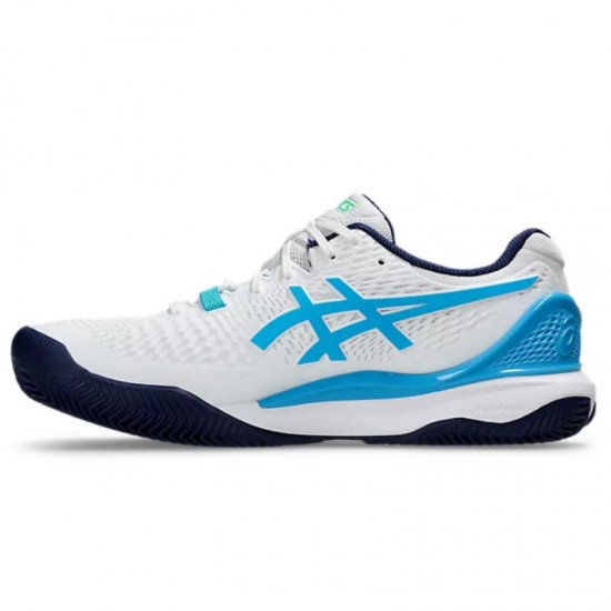 Baskets Asics Gel Resolution 9 TERRE BATTUE Blanc Aqua