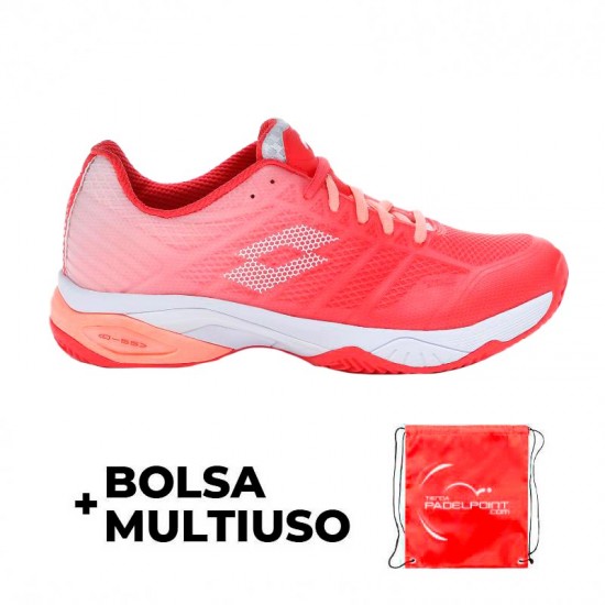 Chaussures Lotto Mirage 300 Rouge Fluor Saumon Blanc Femmes