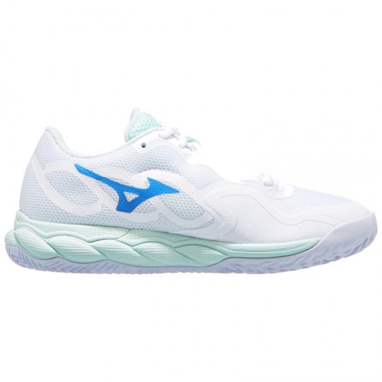 Mizuno Wave Enforce Court Clay White Blue Women''s Sneakers