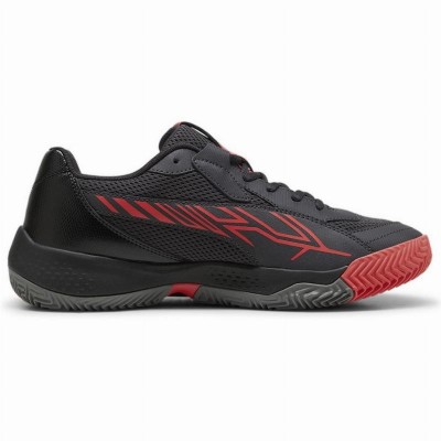 Puma Nova Court Gris Fonce Noir Rouge Baskets