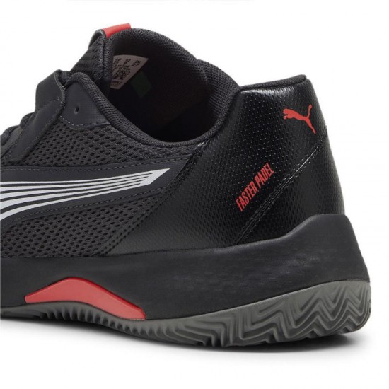 Puma Nova Court Gris Fonce Noir Rouge Baskets