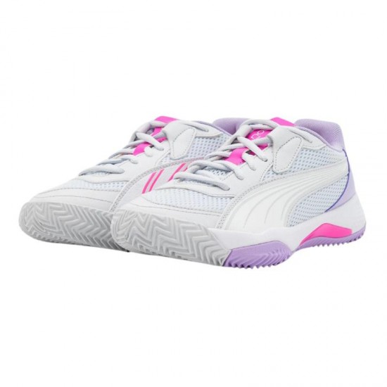 Baskets Femme Puma Nova Court Argent Blanc Violet